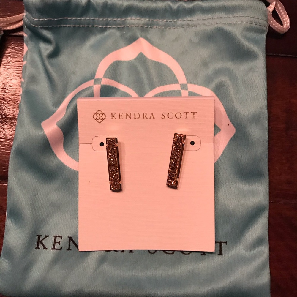 Kendra Scott Levi Bar Stud - Rose Gold Drusy